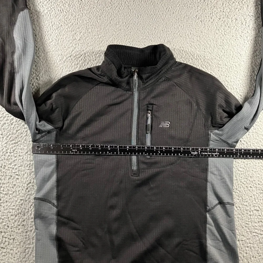 New Balance Jacket Mens M 1/4 Zip Pullover Running Black Grid Fleece‎ NB Outdoor